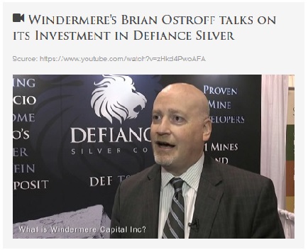  Windermere's Brian Ostroff talks on its Investment in Defiance Silver