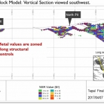 NSR Value Block Model: Vertical Section viewed southwest